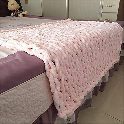 Nicole Knupfer Decke Grob Gestrickte Kuscheldecke Grobstrick Wolldecke Tagesdecke Strickdecke Überwurf Zuhause Dekor Geschenk (Rosa,50 * 50cm)