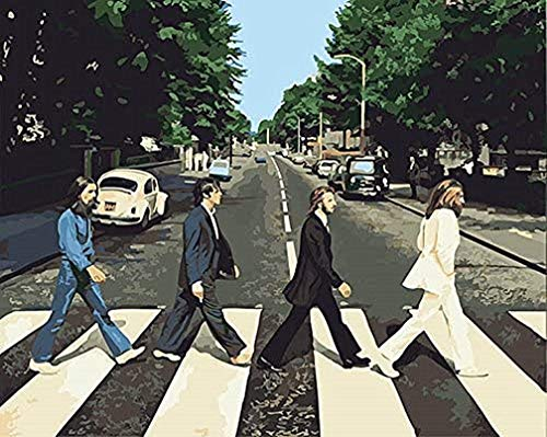 Awesocrafts Malen nach Zahlen-Kit, Straßenszene Beatles laufende Zahlen Gemälde für Erwachsene, 40 x 50 cm, (Straße, kein Rahmen)