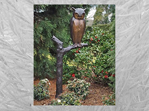 IDYL Bronze-Skulptur Eule auf Baum | 171x65x96 cm | Tierfigur aus Bronze handgefertigt | Gartenskulptur |Wohnbereich-Dekoration | Hochwertiges Kunsthandwerk | Wetterfest