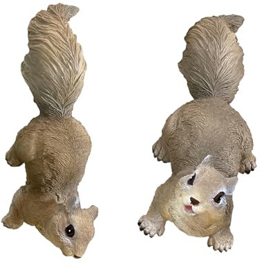 Set of 2 Climbing Red Squirrel Garden Sculpture outdoor Hanging Resin squirrels Tree Decoration Fence Balcony Wall mounted Decorative Animal Ornaments NEW Gift (Red Squirrel) (Black Patch Pig)