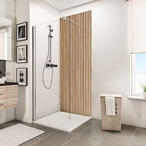 Schulte 1 panneau mural l.100 x h.210 cm, surface 2.1 m², épaisseur panneau 3 mm, revêtement décoratif douche salle de bain, Japandi vertical, livré avec adhésif double face