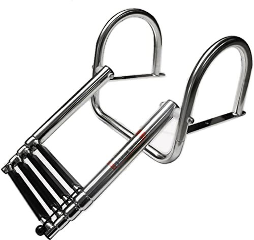 PIMAR Scaletta Telescopica Inox 4 Gradini con Corrimano per Barca Gommone Acciaio Inox Plancette Nautica Accessori Robusta