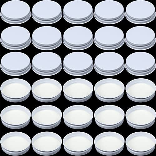 Patelai 38 mm White Growler Caps Lids, Tinplate Metal Screw Caps with White Filling Glue Fits for Most 1/2 and 1 Gallon Jugs(54 Pieces)