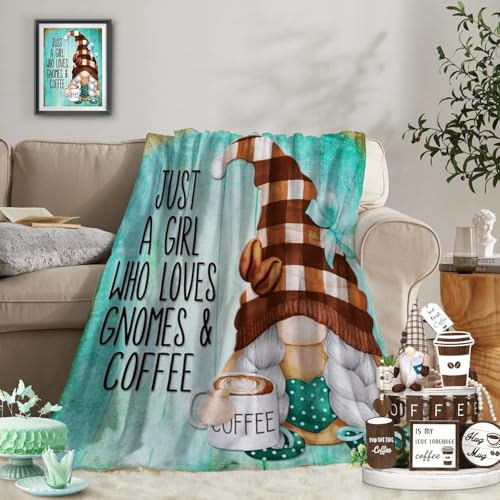 Ivarunner Vintage-Kaffee-Wichtel-Überwurf, Decke für Reisen/Zuhause/Bett/Sofa/Couch/Wandteppich, Geburtstagsgeschenk, Geschenke für Zwergenliebhaber, Heimdekoration, 152.4x127.7 cm