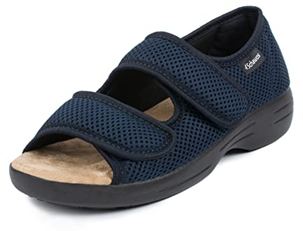 SCHAWOS Sandals Stretch 06, for men and women, orthopedic, swollen feet, for seniors (40 EU, Blue, US Size: Woman 9 / Men 7.5)