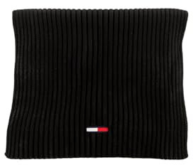 Tommy Hilfiger Herren Schal Flag Pima Cotton Cash aus Rippstrick, Schwarz (Black), Einheitsgröße