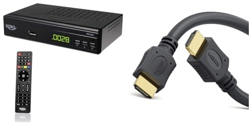 XORO HRS 8660 - Digitaler Satellitenreceiver, Astra 19.2 Senderliste vorprogrammiert & conecto HDMI Kabel HIGH Speed mit Ethernet (vergoldete Stecker, 4K, Ultra-HD, Full HD 1080p, 3D) 1,5m