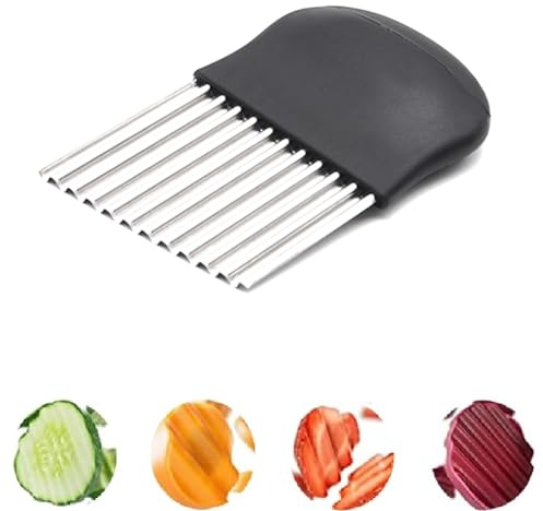 Crinkle Cutter Potato Crinkle Chipper Stainless Steel Wavy Knife Cutting Tool Potato Chopper Carrot Blade Slicers French Fry Cutter Onion Chopping Knife (1 pcs)