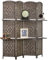 HOMCOM Paravent séparateur de pièce 4 Panneaux 160 x170 cm avec 2 étagères, Pliable, en Bois pour Le Bureau, Salon, Chambre, Marron