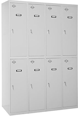 SimonRack Garderobenschrank aus Metall, 8 Türen, 1800 x 1200 x 500 mm, Metall, Grau, 1800 x 1200 x 500 mm