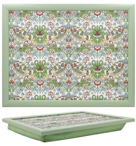 The Leonardo Collection William Morris Strawberry Thief Laptray With Bean Bag for Serving Dishes | Lovely Lap Trays for Eating on Lap for Dinner or Breatfast | Newly Designed Food Trays for Lap