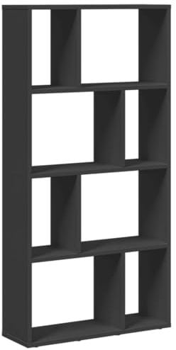 vidaXL Bücherregal, Standregal 8 Fächer, Raumteiler Regal für Wohnzimmer Schlafzimmer Büro, Aufbewahrungregal Aktenregal Büroregal, Schwarz Holzwerkstoff