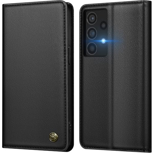 GUCASBE Handyhülle für Samsung Galaxy A52S 5G/ A52 Hülle Premium PU Lederhülle Wallet Flip Case mit Kartenfach Standfunktion RFID Schutzhülle Klapphülle für Galaxy A52/A52S 4G 5G Hülle, Schwarz