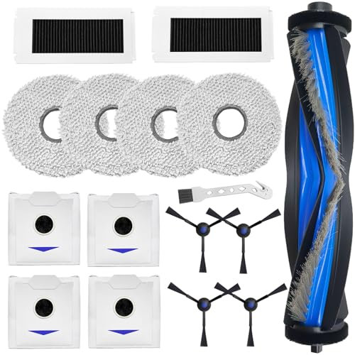 DianSung Accessori di ricambio per Ecovacs Deebot N30 Omni, N30 Pro Omni, N30 Pro aspirapolvere robot,Spazzola a Rullo + 4 Panni + 4 sacchetti + 4 spazzole laterali + 2 filtri + spazzola