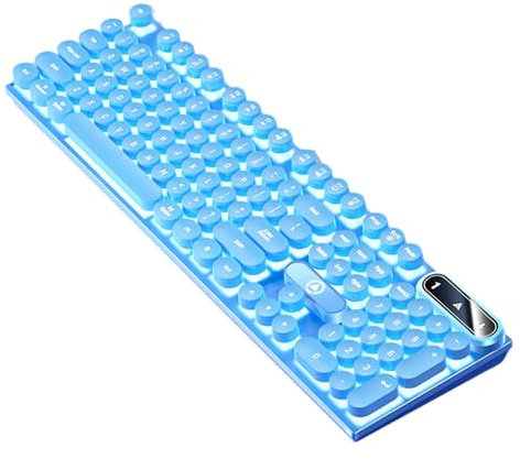 Clavier rétroéclairé – Machine à écrire mécanique rétro punk esthétique | Clavier de machine à écrire avec rétroéclairé, résistant aux éclaboussures, 104 touches rondes pour PC, bureau à