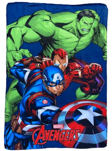 Avengers Marvel Kuscheldecke für Kinder, 100 x 140 cm, flauschig, Fleece, 220 g/m², warm und leicht, perfekt für Kinderzimmer und Kinderbett