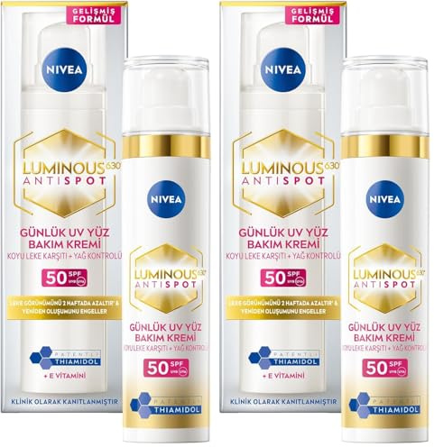 NIVEA Cellular Luminous 630 Anti Dark Spot Day Moisturizer LSF 50 (40 ml), Hydrating Fluid Protects From Dark-Spot Darkening and Photoaging for Smooth, Illuminated Skin (Packung mit 2)