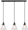 PathsOn Industrial Vintage 3 Lights Fittings Ceiling Chandelier Cone Clear Glass lampshade Hanging Pendant Lamp Fixture (Black)
