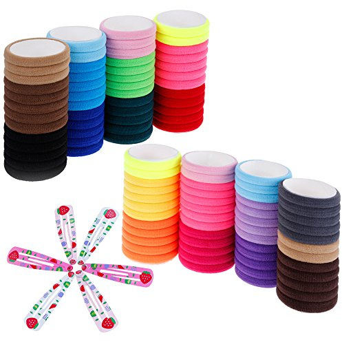 Lictin Haargummi Schwarz Elastische Haargummi Haarfrisuren für Mädchen und Damen Haarband 100 Stück (bunt)
