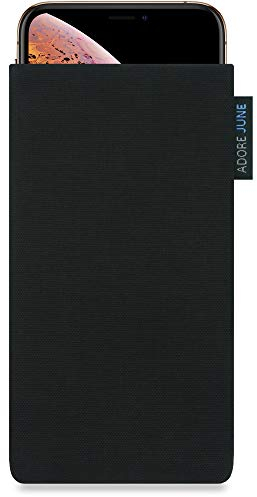 Adore June Classic Schwarz Tasche kompatibel mit iPhone XS und iPhone X Handytasche aus widerstandsfähigem Cordura Stoff mit Display Reinigungs-Effekt, Made in Europe
