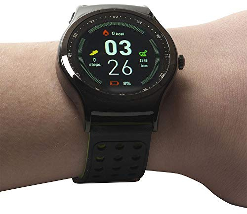 Denver Electronics SW-450 Bluetooth-Sport-Smartwatch mit Herzfrequenzsensor,Barometer und Thermometer, Schwarz/Grün