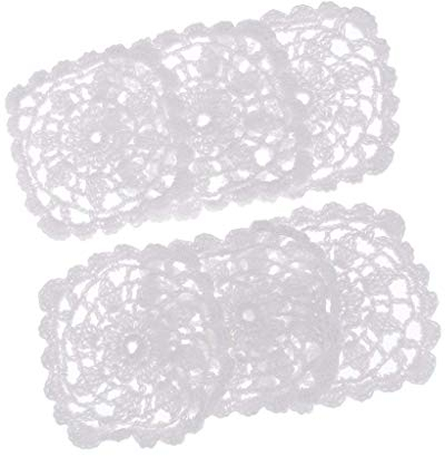 sgerste 10,2 cm quadratisch Crochet Spitze Deckchen Weiß 100% Baumwolle handgefertigt, Set 6 Stück, Hand Crochet Deckchen, tolle VintageHochzeit, Tea Party, Shabby & Boho Decor, Kreolen, Kunst,