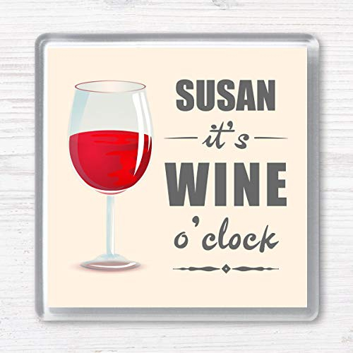 Personalised Wine O'Clock Gift Drinks Coaster. Red Or White Wine
