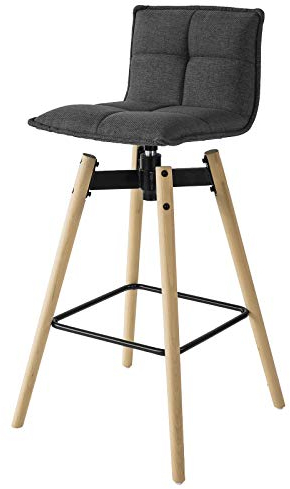 SoBuy FST45-DG Design Barhocker 360° drehbar Barstuhl Tresenhocker Drehstuhl mit Rücklehne Sitzhöhe 75 cm dunkelgrau