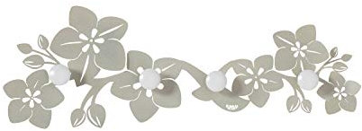 Arti & Mestieri Fior di Loto - Appendiabiti da Parete di Design 100% Made in Italy - in Ferro, 77 x 26 cm - Avorio