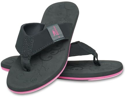 MADSea Damen Zehenstegpantolette Beach Woman | Zehentrenner Flip Flop Thong Sandale Badelatschen | Sommer Strand, schwarz/fuchsia, 39 EU