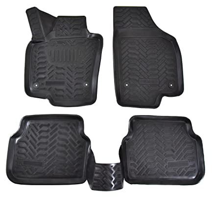 J&J AUTOMOTIVE | 3D Automatten Gummi Matten Gummifußmatten TPE Passend Für Tiguan 2007-2015, Schwarz, Anti-Rutsch, Allwetter, 4-Tlg, Hohes Rand