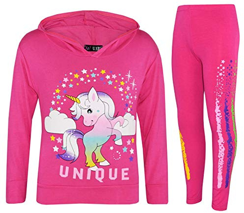 A2Z 4 Kids Girls Tracksuit Rainbow Unicron Dabbing Unicorn Floss Unique Hooded Top Legging Comfortable Lounge Wear Xmas Outfits Set Age 7-13 Years