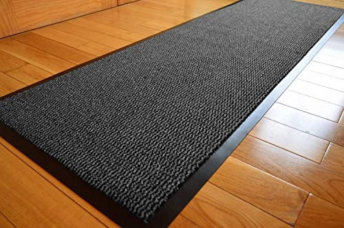 DIRT TRAPPER SMALL MEDIUM LARGE DOORMAT GREY / BLACK ABSORBENT BATHMATS NON SLIP HEAVY DUTY RUG INSIDE OUTSIDE WATERPROOF BARRIER MAT DOOR OFFICE FLOOR KITCHEN RUNNER UTILITY CARPET (80 X 200 CMS)