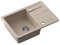 VBChome Spüle 62 x 44 cm Beige Granit Einzelbecken Einbauspüle Abtroffläche gesprenkelt reversibel Verbundspüle + Siphon Spülmittelspender