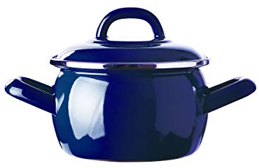 BK Indigo Dutch Heritage Mini German Enamelled Casserole with Lid with PFAS-Free Ceramic Non-Stick Coating, 10 cm/0.5 Litre, Induction, Dishwasher Safe, Oven Safe, Cobalt Blue