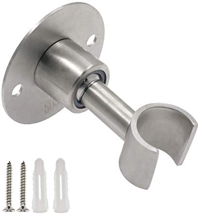 BokWin Soporte de cabezal de ducha de acero inoxidable, soporte de cabezal de ducha de mano ajustable de 360°, soporte de metal para rociador de ducha, soporte de pared de acero cepillado SUS 304