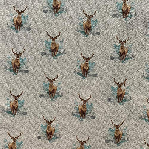 Stoff mit Tier-Digitaldruck, Baumwolle, Leinenoptik, für Vorhänge, Jalousien, Basteltaschen, Nähen, Quilten, Patchwork und Polstermöbel, 140 cm breit, Meterware (Hirsch)