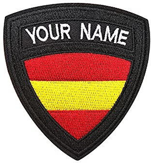 Parche de nombre militar táctico personalizado, etiqueta de nombre de bordado personalizado, parche de hierro de la bandera de España/gancho y lazo para varias bolsas de ropa, camisa de trabajo