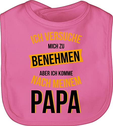 Shirtracer Baby Lätzchen - Sprüche - Ich versuche mich zu benehmen aber ich komme nach meinem Papa - schwarz/orange - Unisize - Pink - lustige babysachen spruch papas sabberlatz