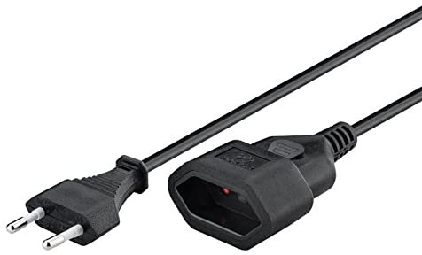 5m Stromkabel Verlängerung Netzkabel Verlängerungskabel Typ-C-Stecker Eurostecker auf Typ-C Euro Buchse TV PC Computer Beamer Lampe Monitor - Schwarz
