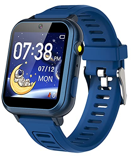 Cosjoype Kids Game Smart Watch with 16 Puzzle Games, HD Touch Screen, Camera, Music Player, Pedometer, Alarm Clock, Calculator, Flashlight, Blue, Kids Watches for 4-12 Year Old Boys and Girls