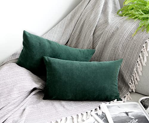 LIBERTAD® Kissenbezug für Sofa, 30 x 50 cm, weich, glatt, dekorativer Kissenbezug mit unsichtbarem Reißverschluss, 2 Stück plus bedruckbare Wandbilder (grün, 30 x 50 cm)