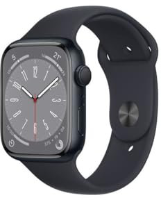 Apple Watch Series 8 GPS, Boîtier en Aluminium Minuit de 45 mm, Bracelet Sport Minuit - Regular