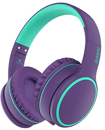 RORSOU B10 Bluetooth-Kopfhörer Over-Ear, 2 EQ-Musikmodi und 50 Stunden Spielzeit, kabelloser Kopfhörer mit Mikrofon, Leichter Faltbarer HiFi-Stereo-Headset für iPad/Reisen/Tablet/PC Lila