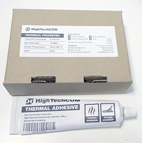 HighTechCOM 2W/mK Thermal Adhesive Liquid 100g - Ultimate Heatsink Adhesive for Heatsink, LED, RAM, CPU, GPU & Power Electronics