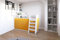 Marlux-Meble Hochbett JSM-1 80x190 TREPPE RECHTS 129 cm Hoch mit Kleiderschrank Schreibtisch Schränke Matt Funktionsbett Etagenbett Stockbett Kinderhochbett Jugendhochbett (Orange Matt)