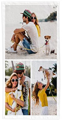 Toalla de Playa Personalizada con Foto y Texto. Toalla Collage de Fotos. Toalla Piscina, Toalla baño| E&B PORRAS (3 Fotos)