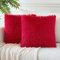 JOTOM 2er Set Kissenbezüge Künstlich Pelz Sofakissen Dekorative Dekokissen Plüschkissen Kuschelig Flauschig Kissenbezug für Sofa 45x45cm Rot