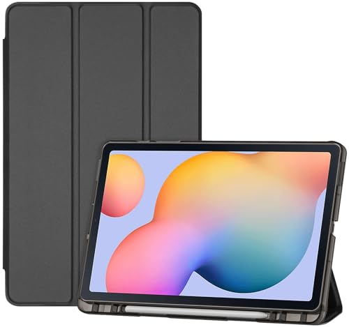 ProCase Hülle für Galaxy Tab S6 Lite 10,4 Zoll 2024/2022/2020 mit S Pen Holder, Leicht Schutzhülle Case mit transluzenter Rückseite für (SM-P620/ P625/P610/P613/P615/P619)-Schwarz