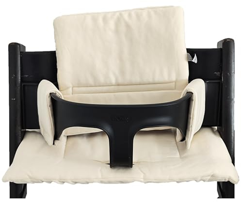 Shabany® Hochstuhl Sitzkissen 100% Bio Baumwolle | Classic Kissen Sitzbezug | Hochstuhlauflage | 2-teilig passend für Stokke Tripp Trapp Kinderhochstuhl |maschinenwaschbar | einfache Befestigung